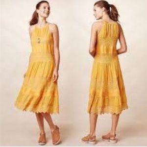 Anthropologie HD in Paris Yellow Villanelle Lace Dress- Large